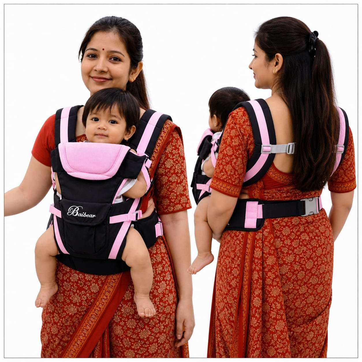 Beth Bear Baby carrier bag 4 in 1,(2-15 kg Capacity) pink color